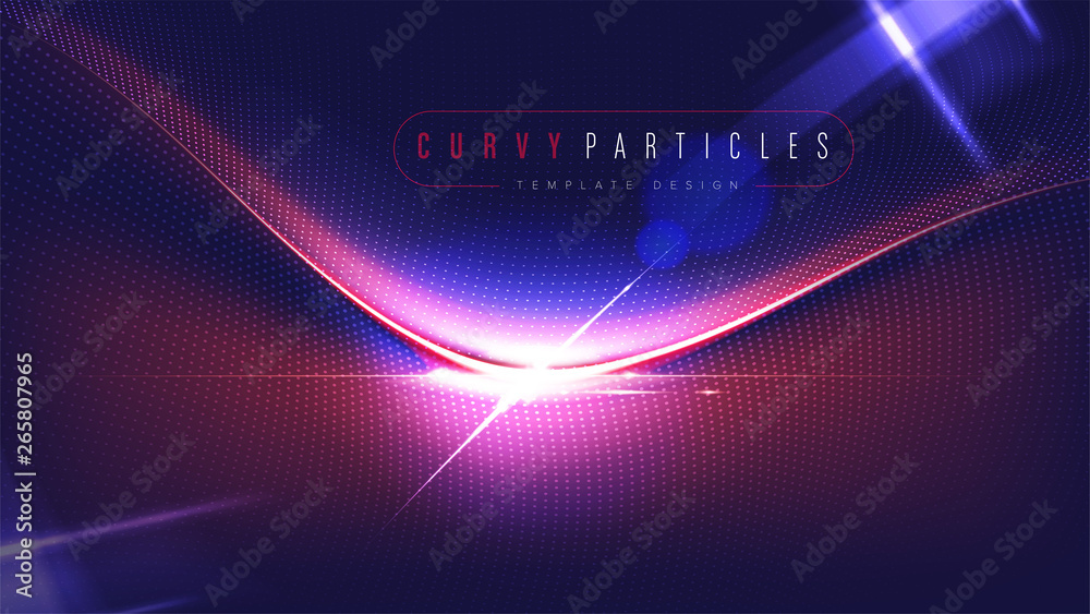 Poster the background template of curvy particle movement in vector. it is suitable for being as a template