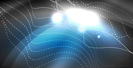 Glossy shiny glowing neon waves