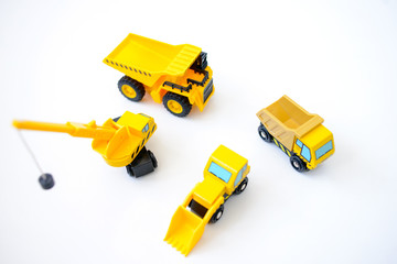 Construction machines, yellow toys