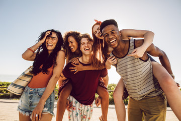 Group of happy friends having fun together