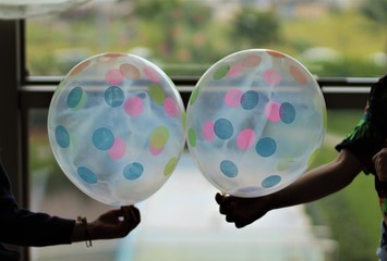 easter egg ballons on background of blue sky