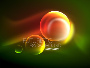 Vector glowing neon circles abstract background
