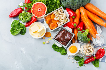Balanced clean eating nutrition, food rich in vitamin a