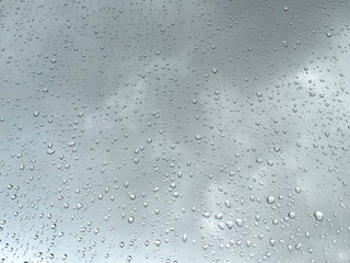 background with rain drops on window pane