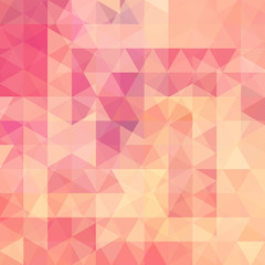Background of pastel pink, orange geometric shapes. Abstract triangle geometrical background. Mosaic pattern. Vector EPS 10. Vector illustration