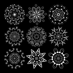 Beautiful ornamental rosettes set. For ethnic or tattoo design.