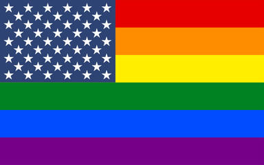 LGBT Official Rainbow Flag Combination With United States of America Flag.