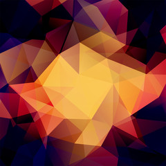 Polygonal vector background. Can be used in cover design, book design, website background. Vector illustration. Yellow, beige, blue, purple colors.
