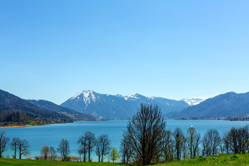 Fototapeta na wymiar Lake Tegernsee in Bayern, Germany from a vantage point