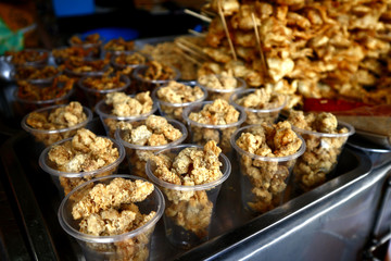 Deep fried assorted chicken innards