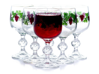 Set wine glasses on white background isolation