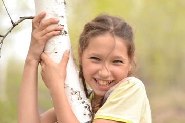 girl in a birch grove