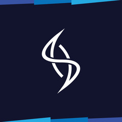 SH Initial Letter Line Logo Vector