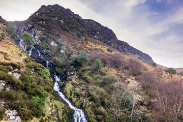 Aerial of Assaranca Waterfall in County Donegal - Ireland