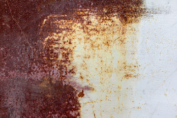 the texture of the rust on the metal surface,the rust appears through the paint