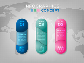 Capsule shape chart infographics template with 3 options for presentations, business, layouts, reports. Vector illustration.