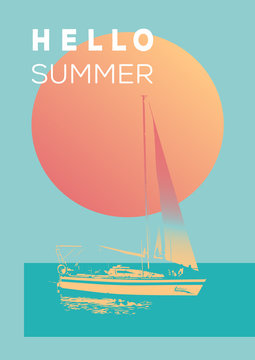 Hello summer vector poster.