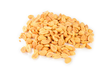 Salted peanut isolated on white background.