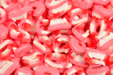 Assorted gummy candies. Top view. Jelly  sweets.