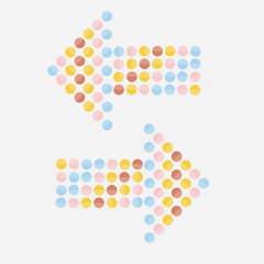 Vector of pastel polka dots arrow from geometric circles concept. - Vector