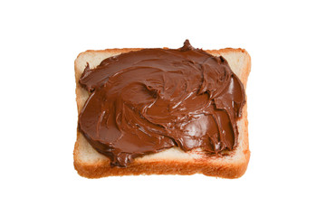 Сhocolate paste sandwich isolated on white background.