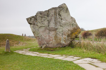 Details of stones and environs in the Prehistoric Avebury Stone Circle, Wiltshire, England, UK