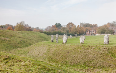Details of stones and environs in the Prehistoric Avebury Stone Circle, Wiltshire, England, UK