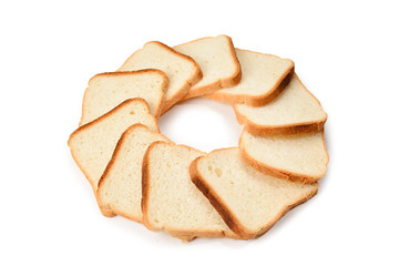 Bread slices isolated on white background.