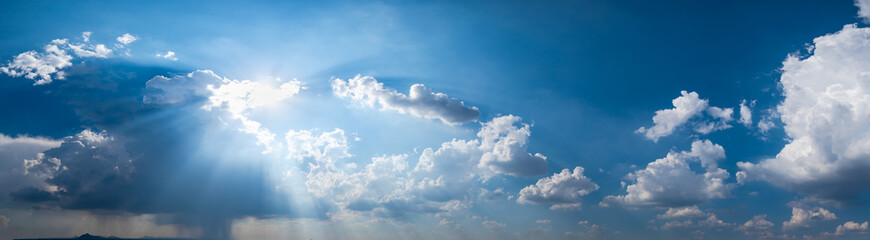 Beautiful beam of light and the clouds. The divine sky.panorama.