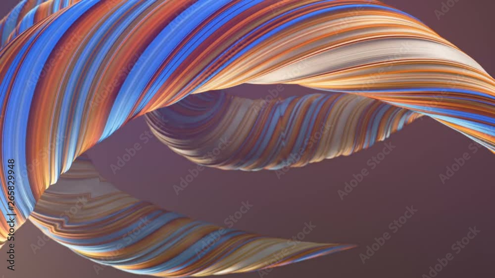 Poster Colored twisted shapes motion graphics background. Computer generated abstract geometric 3D render loop animation. HD resolution.