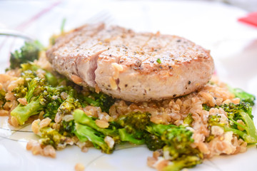 Pork Chop on a Bed of Quinoa