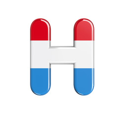 Luxembourg letter H - Upper-case 3d Luxembourgish flag font - suitable for Luxembourg, flag or finance related subjects