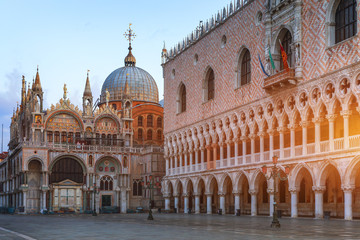 San Marco square with Campanile and Saint Mark's Basilica. The main square of the old town. Venice, Italy.