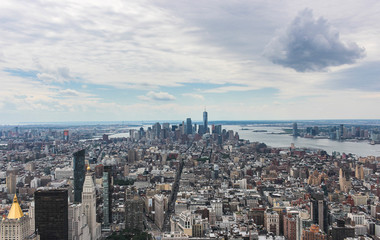 Beautiful aerial view of the Manhattan Island skyline