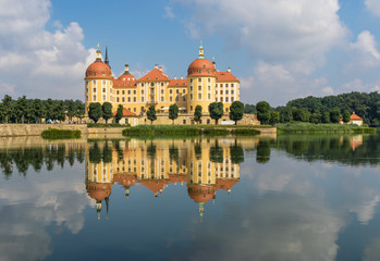 Fototapeta na wymiar Moritzburg, Germany - about 13 kilometres northwest of Dresden, the Moritzburg Castle is a fine example of Baroque architecture and one of the most beautiful castles of Germany