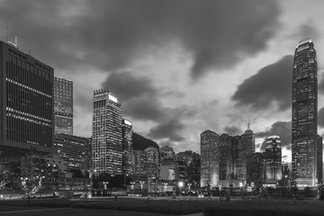 Hong Kong night view in Black and white