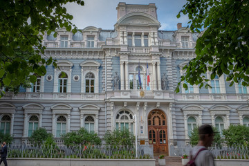 Fototapeta na wymiar Facade of the French embassy in Riga