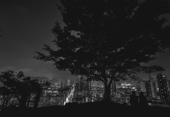 Hong Kong night view in Black and white