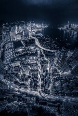 Hong Kong night view in Black and white