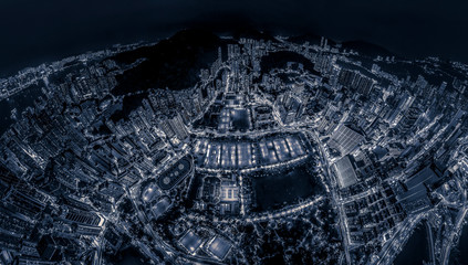 Hong Kong night view in Black and white