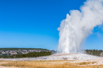 Fototapeta na wymiar Old Faithful geyser at Yellowstone National Park