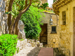 Ancient streets of the Eze village. France