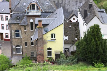 A strange yellow house (Bacharach, Germany, Europe)