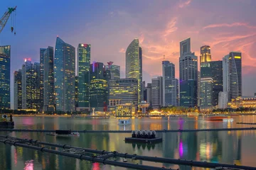 Photo sur Plexiglas Helix Bridge Singapore city at sunset.