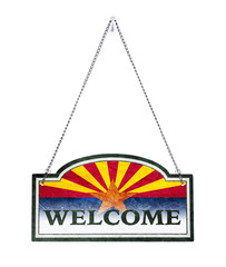 Arizona welcomes you! Old metal sign isolated