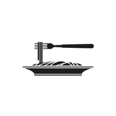 Flat icon of a plate of spaghetti. Simple vector illustration
