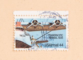 UNITED STATES - CIRCA 1980: A stamp printed in the US shows a plane (water), circa 1980