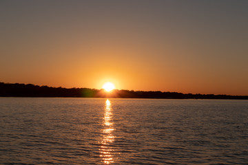 Sunset on a calm lake in Texas