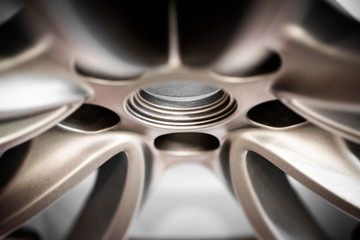 Detail close up of luxury light alloy wheel