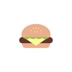 Cheeseburger flat icon, vector sign, Hamburger, burger colorful pictogram isolated on white. Symbol, logo illustration. Flat style design